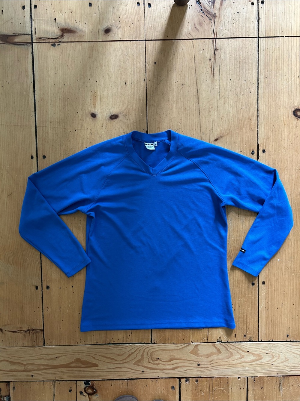 Y2K Style Blue High V-Neck Long Sleeve Tee
